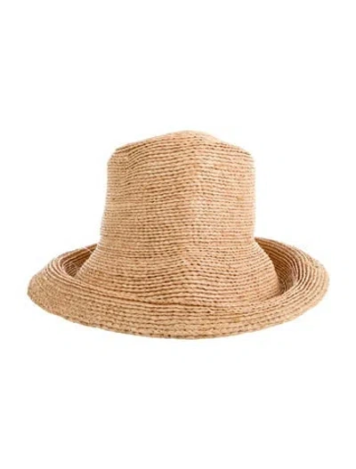 Pre-owned Miu Miu Raffia Sun Hat In Neutral