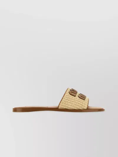 Miu Miu Logo Sandal In Brown