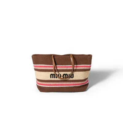 Miu Miu Raffia-effect Woven Tote Bag In Multi