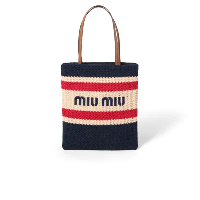 Miu Miu Raffia-effect Woven Tote Bag In Multi