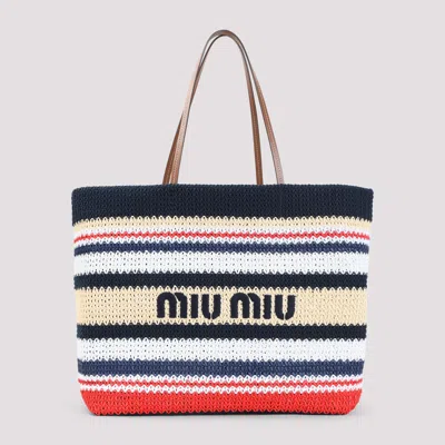 Miu Miu Raffia-effect Woven Tote Bag In Multi