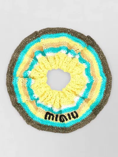 Miu Miu Rafia Hair Scrunchie Featuring Knitted Texture In Multi