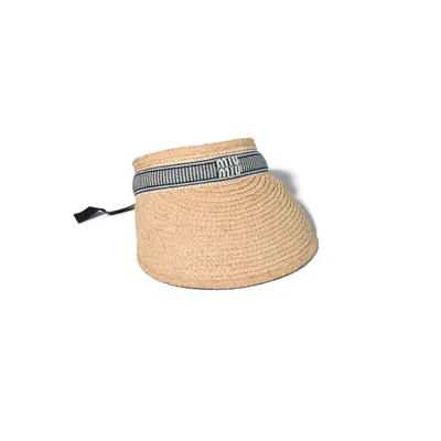 Miu Miu Rafia Visor In Neutral