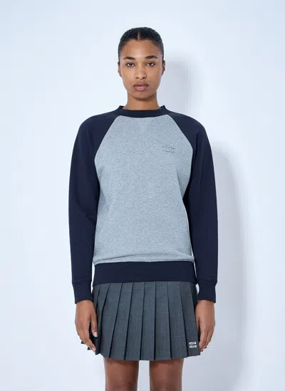 Miu Miu Raglan Sleeve Sweatshirt In Blue