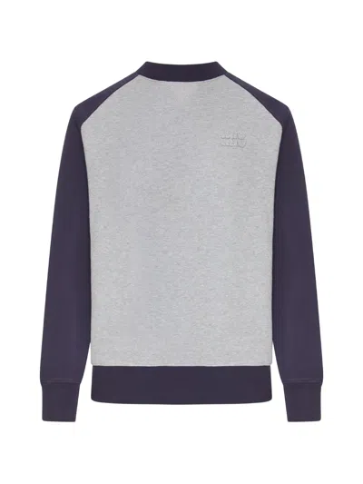 Miu Miu Raglan-sleeve Logo-embroidered Sweatshirt In Gray