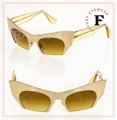 Pre-owned Miu Miu Rasoir 53o Sunglasses Cat Eye Brushed Gold Fashion Rimless Mu53os In Qe9-1g0