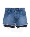Miu Miu Raw-cut Denim Mini Shorts In Blue
