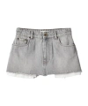 Miu Miu Logo-embroidered Denim Miniskirt In Gray