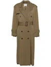 Miu Miu Raw-cut Maxi Trench Coat In Brown