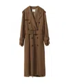 Miu Miu Double-breasted Gabardine Coat In Brown