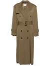 Miu Miu Raw-cut Maxi Trench Coat In Sughero