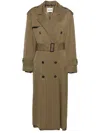 Miu Miu Raw-cut Maxi Trench Coat In Sughero