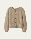 Miu Miu Raw-edge Crewneck Wool Cardigan In Neutral