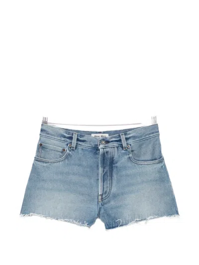 Miu Miu Raw-cut Denim Shorts In Blue