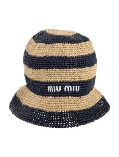 Pre-owned Miu Miu Rayon Bucket Hat In Blue
