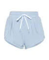 Miu Miu Rear Logo Short Shorts In Blue