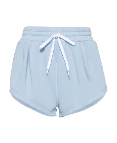 Miu Miu Rear Logo Short Shorts In Blue