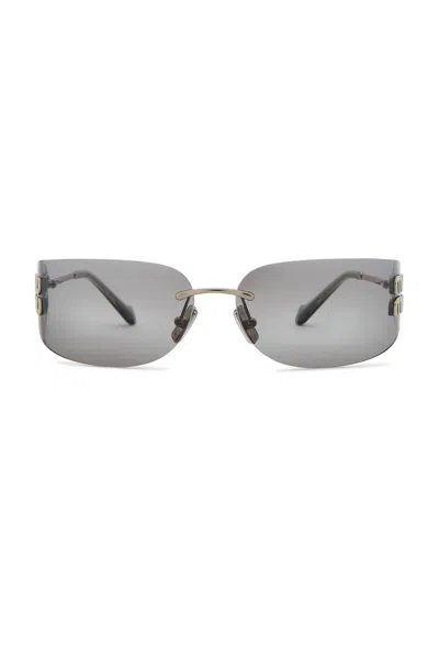 Miu Miu Rectangle Fashion Show Sunglasses In Silver