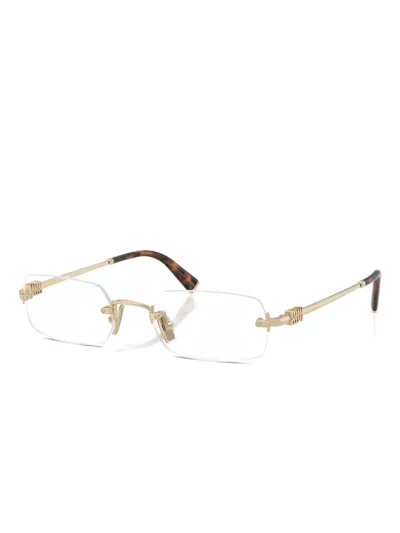 Miu Miu Rectangle-frame Glasses In Brown
