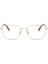 Miu Miu Rectangle-frame Glasses In Gold
