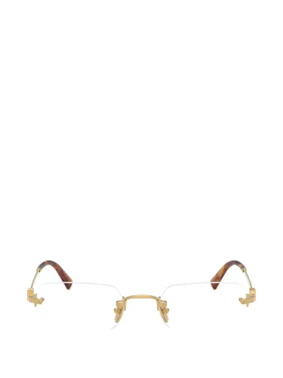 Miu Miu Rectangle-frame Glasses In Gold
