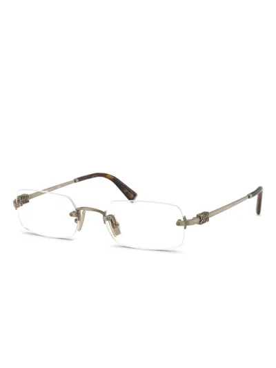 Miu Miu Rectangle-frame Glasses In Gold