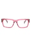 Miu Miu Rectangle-frame Logo-plaque Glasses In Pink