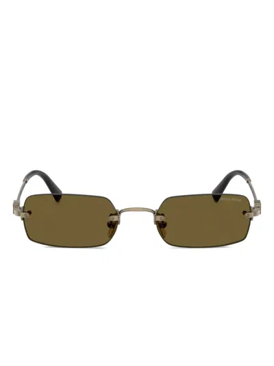 Miu Miu Sonnenbrille Mit Eckigem Gestell In Gold