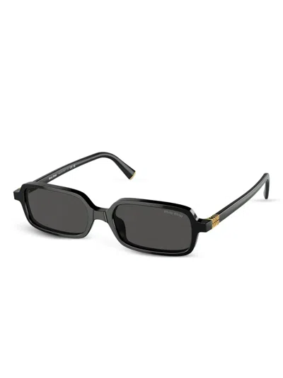 Miu Miu Miu Mens Black Mu 11zs Rectangle-frame Acetate Sunglasses
