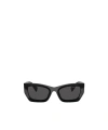 Miu Miu Angular Black Sunglasses With Rectangular Lenses In Black