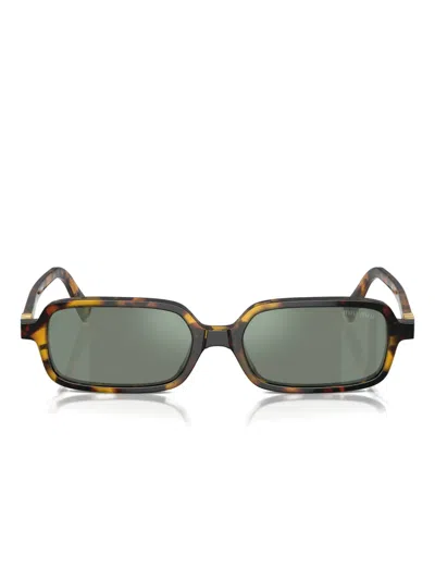 Miu Miu Rectangle-frame Sunglasses In Green