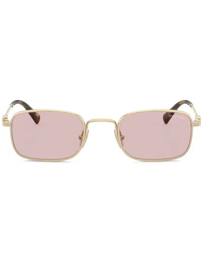 Miu Miu Rectangle-frame Sunglasses In Gold