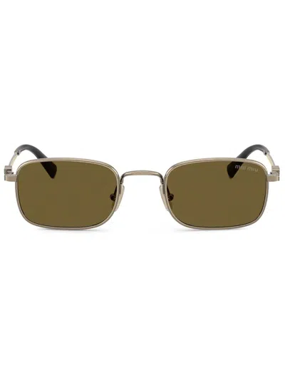 Miu Miu Rectangle-frame Sunglasses In Gold