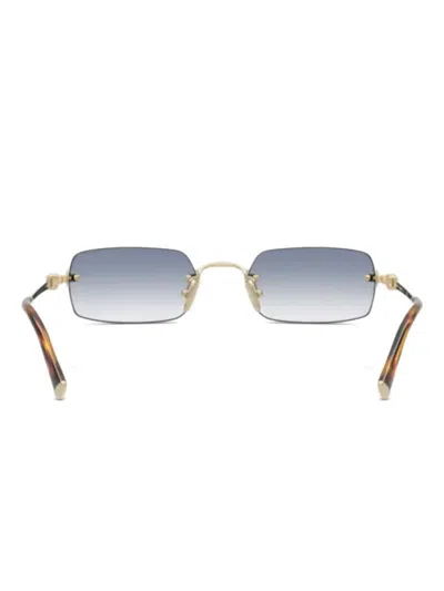 Miu Miu Rectangle-frame Sunglasses In Gold