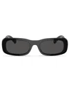 Miu Miu Acetate Rectangular Sunglasses In Black