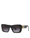 Miu Miu Rectangle Sunglasses, 53mm In Black/gray Gradient