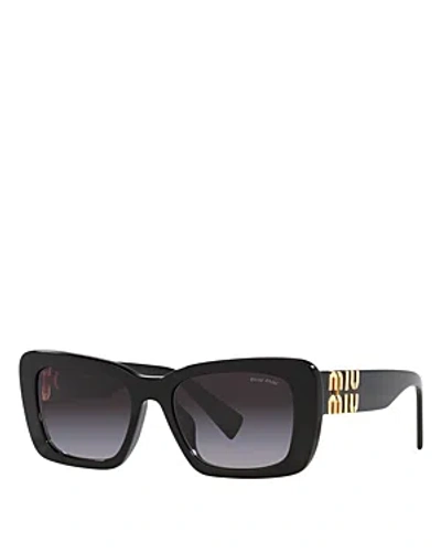 Miu Miu Rectangle Sunglasses, 53mm In Black/gray Gradient