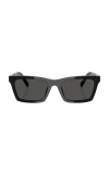 Miu Miu Angular Black Sunglasses With Rectangular Lenses In Black