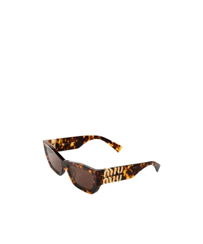 Miu Miu Rectangle Sunglasses In Brown
