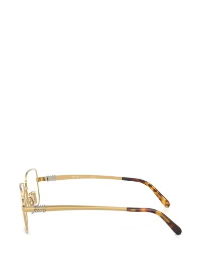 Miu Miu Rectangle-frame Glasses In Gold