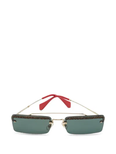Pre-owned Miu Miu Rectangle-frame Sunglasses In Gold