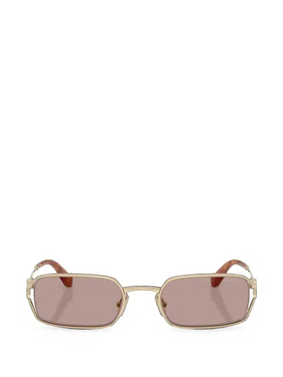 Miu Miu Rectangle-frame Sunglasses In Gold