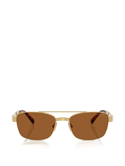 Miu Miu Rectangle-frame Sunglasses In Gold