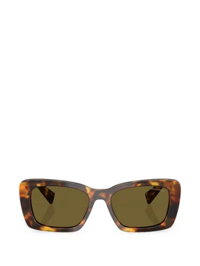 Miu Miu Rectangle-frame Sunglasses In Green