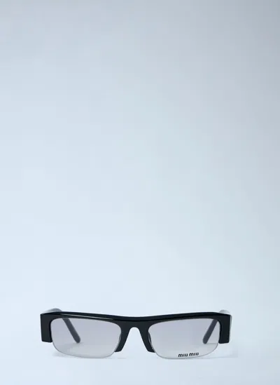 Miu Miu Rectangular Acetate Sunglasses In Black
