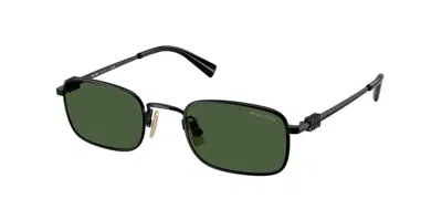 Miu Miu Rectangular Black Sunglasses In Gray