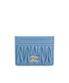 Miu Miu Rectangular Card Holder In Blue