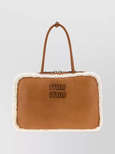 Miu Miu Rectangular Handbag Shearling Trim