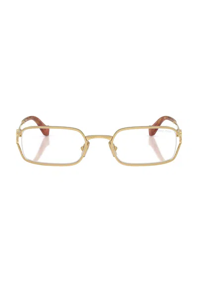 Miu Miu Rectangular Optical Glasses In Gold