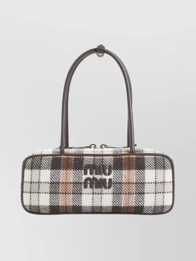 Miu Miu Rectangular Plaid Shoulder Bag With Dual Handles In Multi